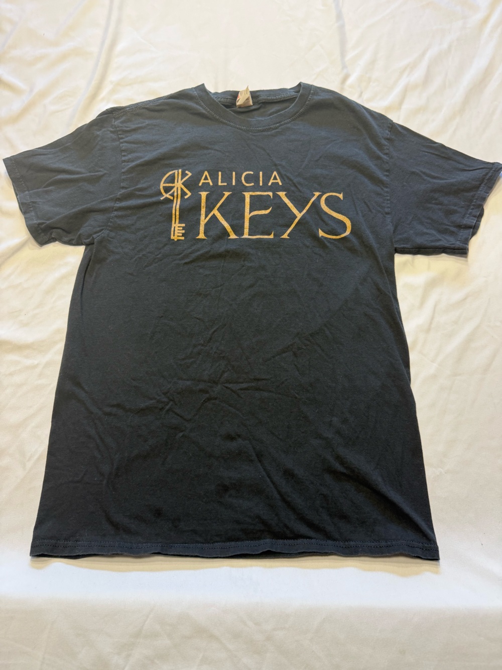 Fruit of the Loom Black Short-Sleeve Tee with Gold Alicia Keys Logo